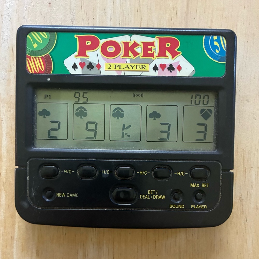 Radio Shack Super Deluxe 2 Player Draw Poker Handheld Electronic Game - Works
